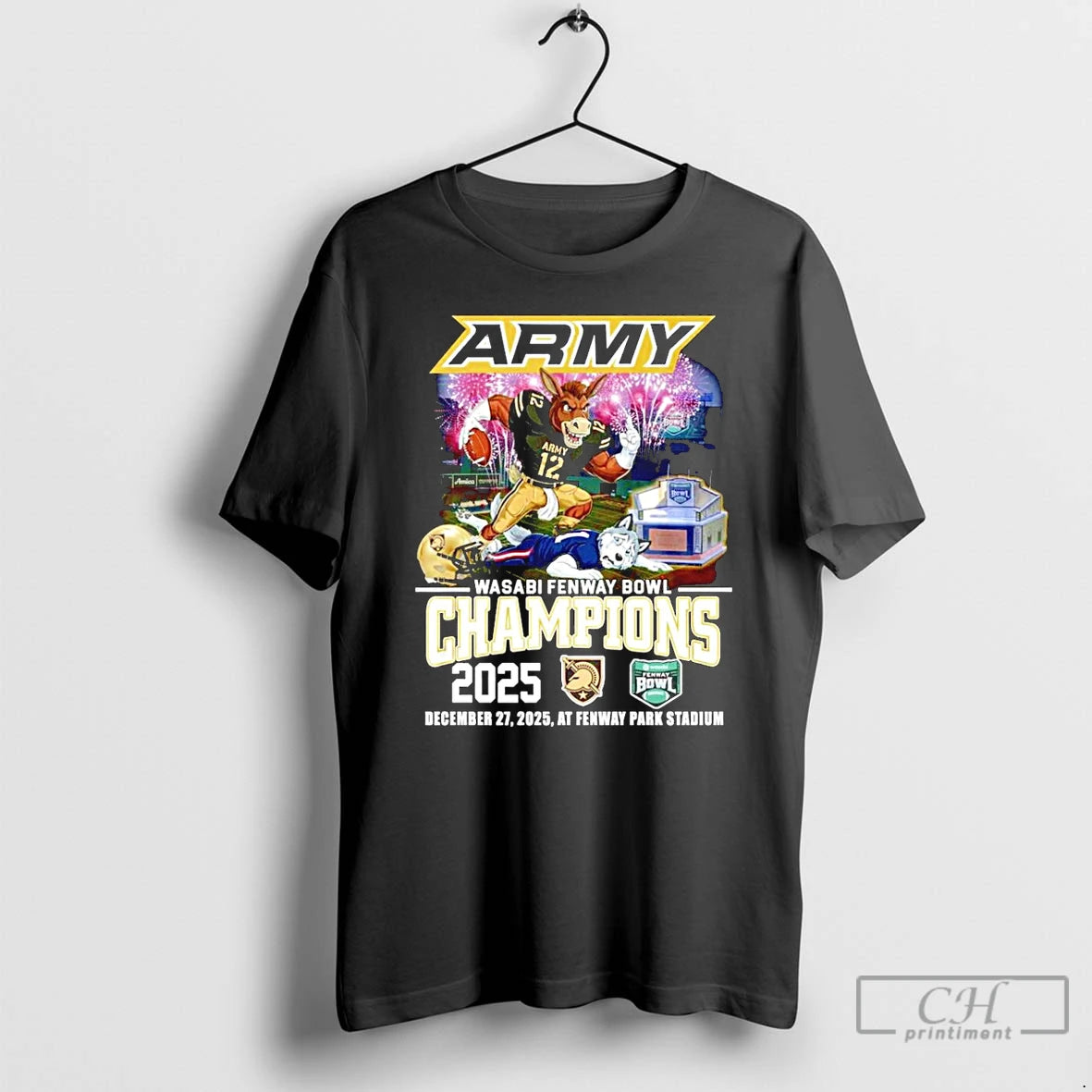 Classic Army Black Knights 2025 Wasabi Fenway Bowl Champions Mascot T-Shirts, Hoodie, Sweatshirt | AU18TeeNovaLab.com