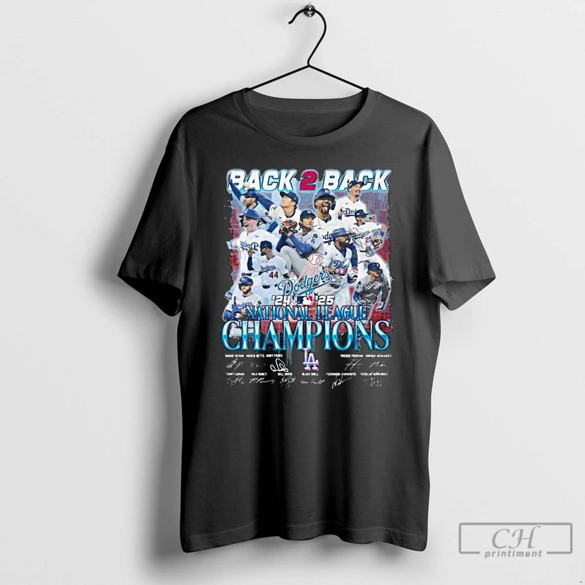 Classic Back 2 Back 24 25 National League Champions Los Angeles Dodgers Signatures Long Sleve