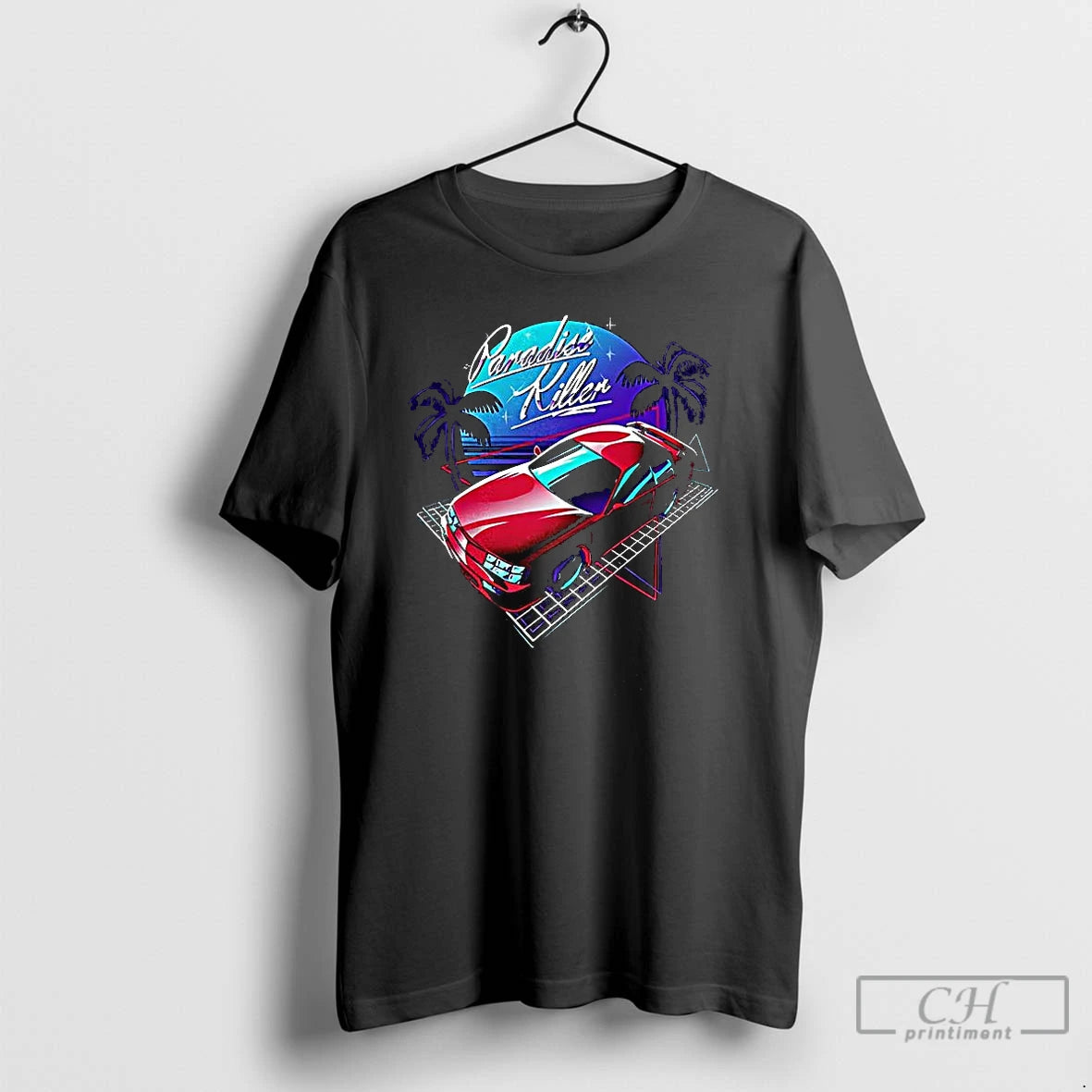 Classic Car And Beach Paradise Killer Synthwave Style Vintage T Shirts Hoodie, Sweatshirt | AU18TeeNovaLab.com