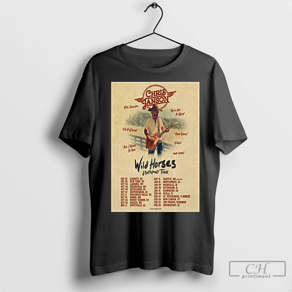 Classic Chris Janson Wild Horses Untamed Tour 2025 2026 Long Sleve