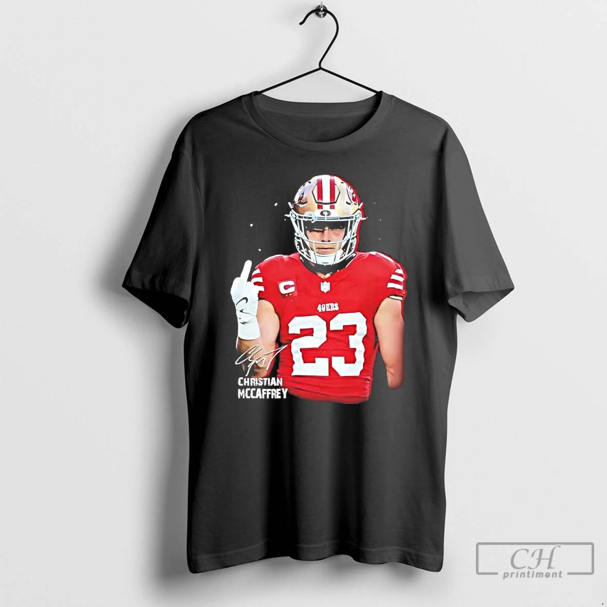 Classic Christian Mccaffrey Middle Finger Signature T-Shirts, Hoodie, Sweatshirt | AU18TeeNovaLab.com