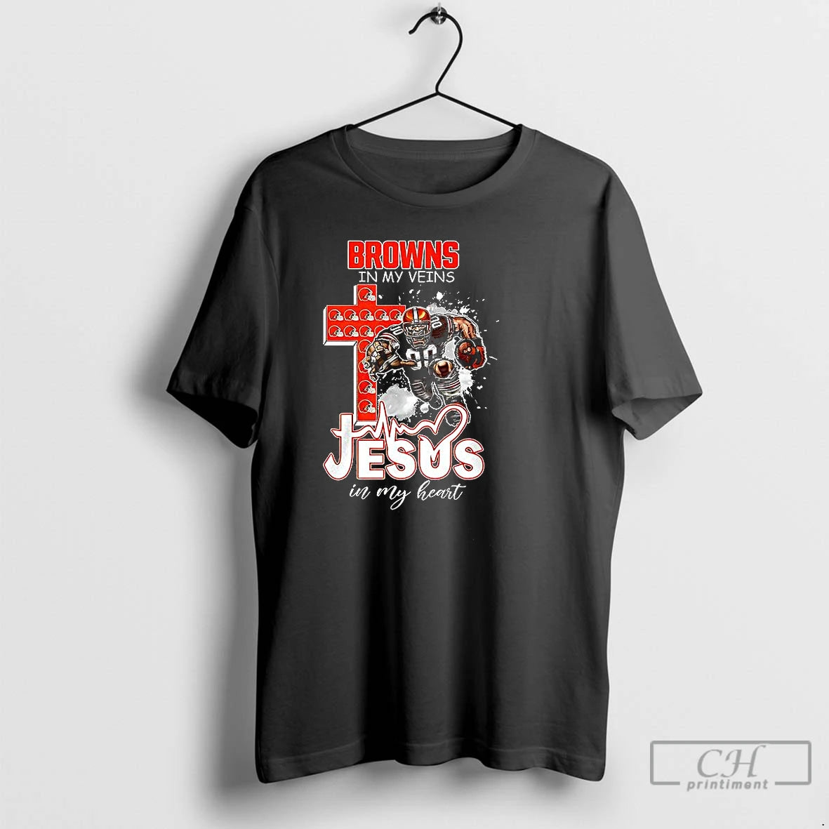 Classic Cleveland Browns In My Veins Jesus In My Heart Mascot T-Shirts, Hoodie, Sweatshirt | AU18TeeNovaLab.com