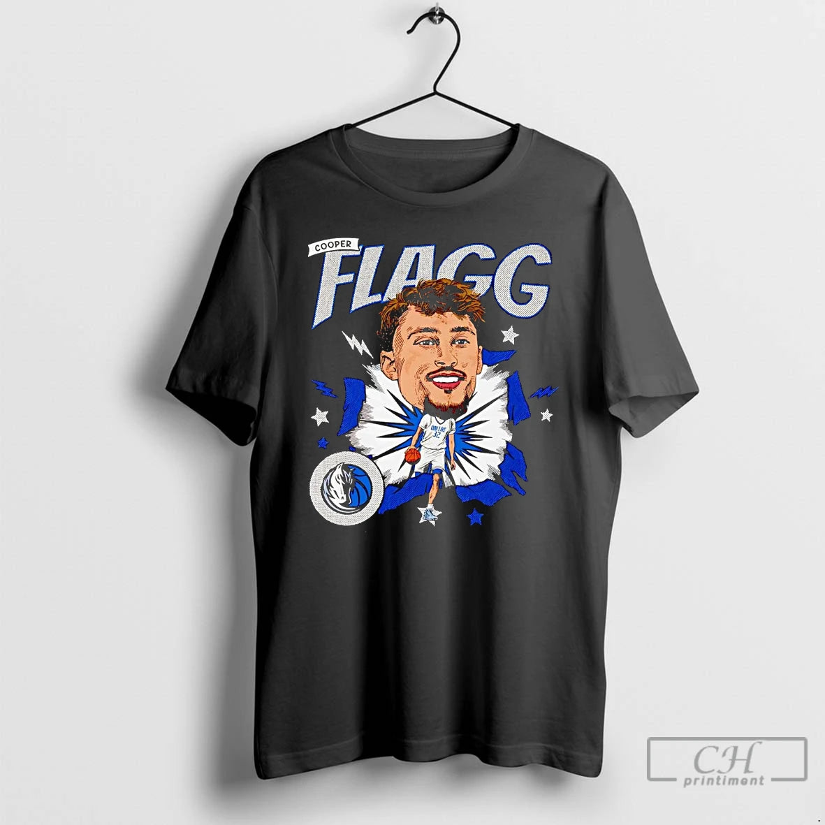 Classic Cooper Flagg Big Head Caricature Mavericks T Shirts