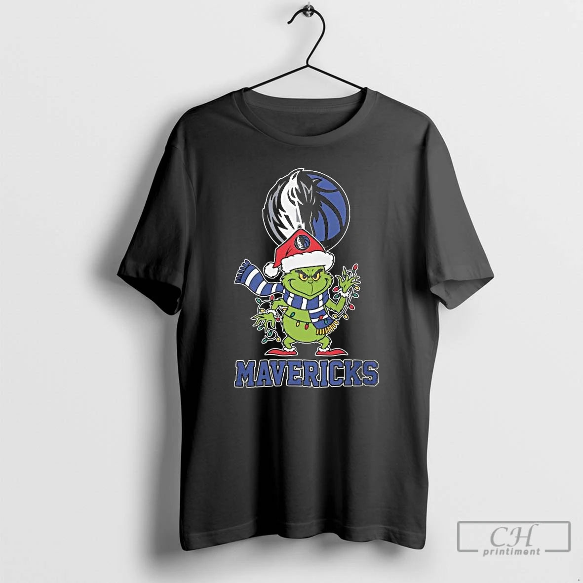 Classic Dallas Mavericks X Grinch Santa Lights Christmas 2025 Long Sleve T Shirts