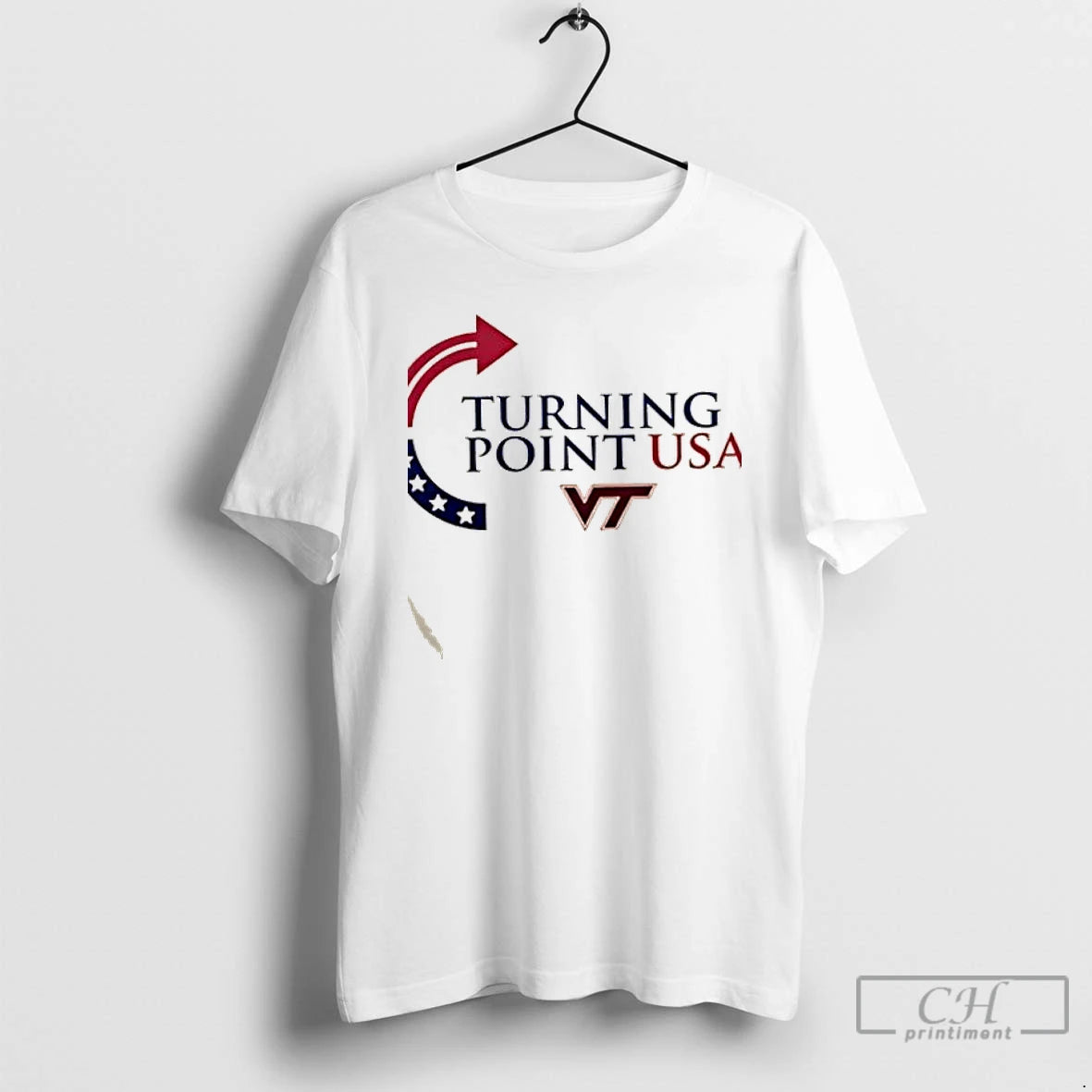 Classic Freedom Charlie Kirk Turning Point Usa X Virginia Tech 2 Sided T Shirts