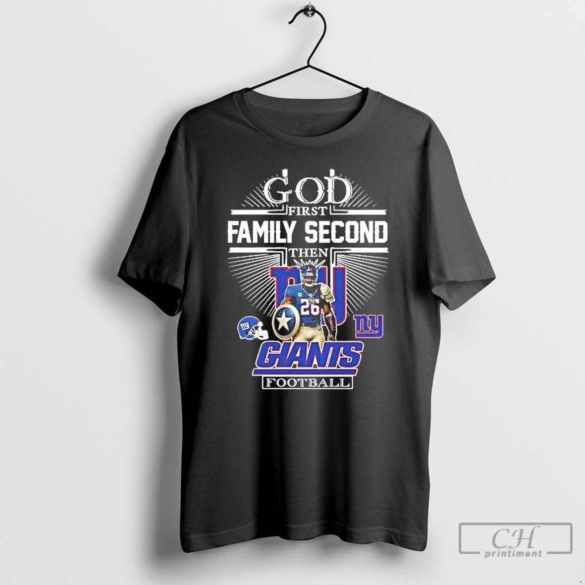 Classic God First Family Second Then New York Giants Football Mascot T-Shirts, Hoodie, Sweatshirt | AU18TeeNovaLab.com