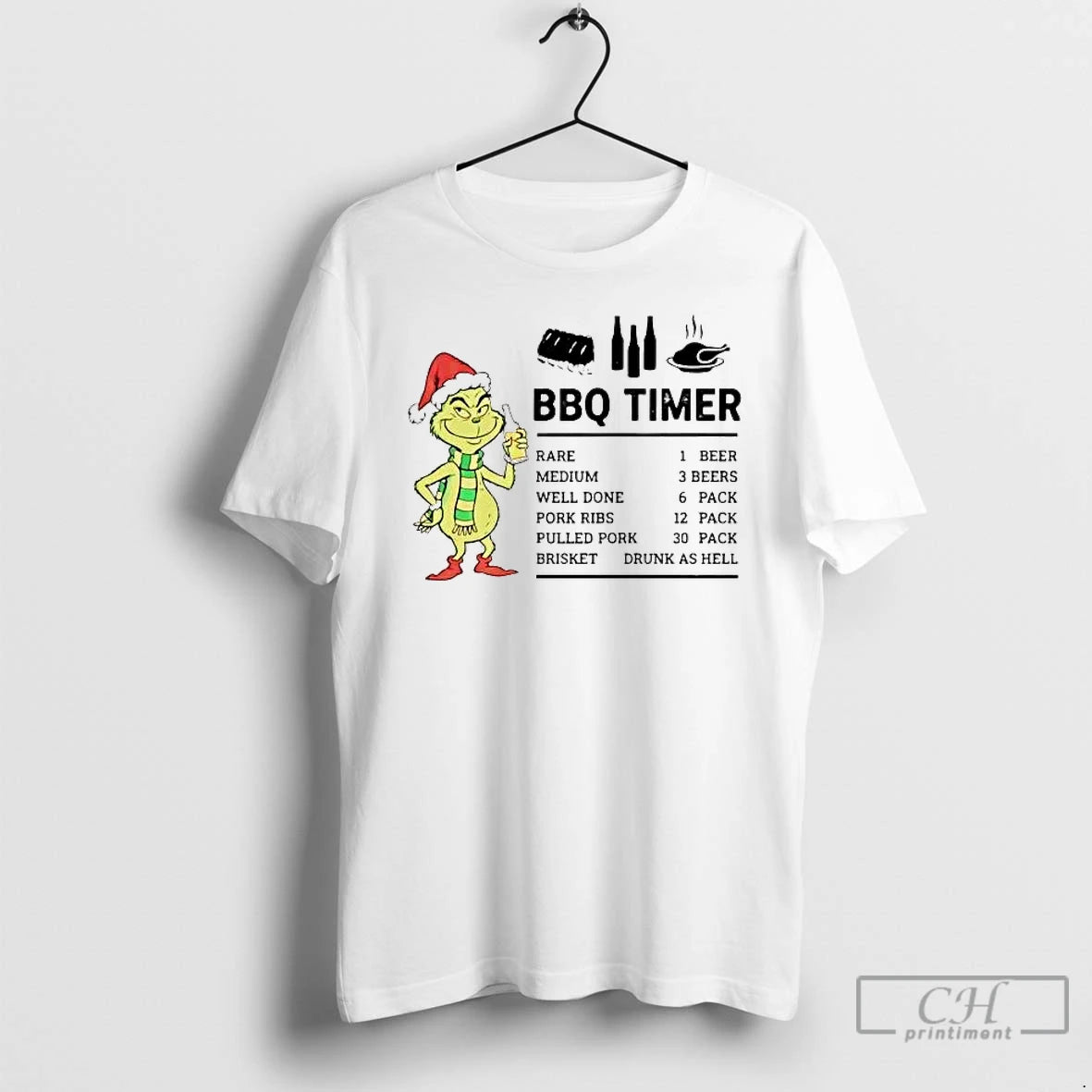 Classic Grinch Bbq Timer Brisket Drunk As Hell T-Shirts, Hoodie, Sweatshirt | AU18TeeNovaLab.com