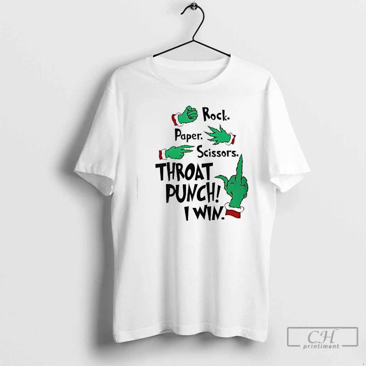 Classic Grinch Hands Rock Paper Scissors Throat Punch I Win T-Shirts, Hoodie, Sweatshirt | AU18TeeNovaLab.com