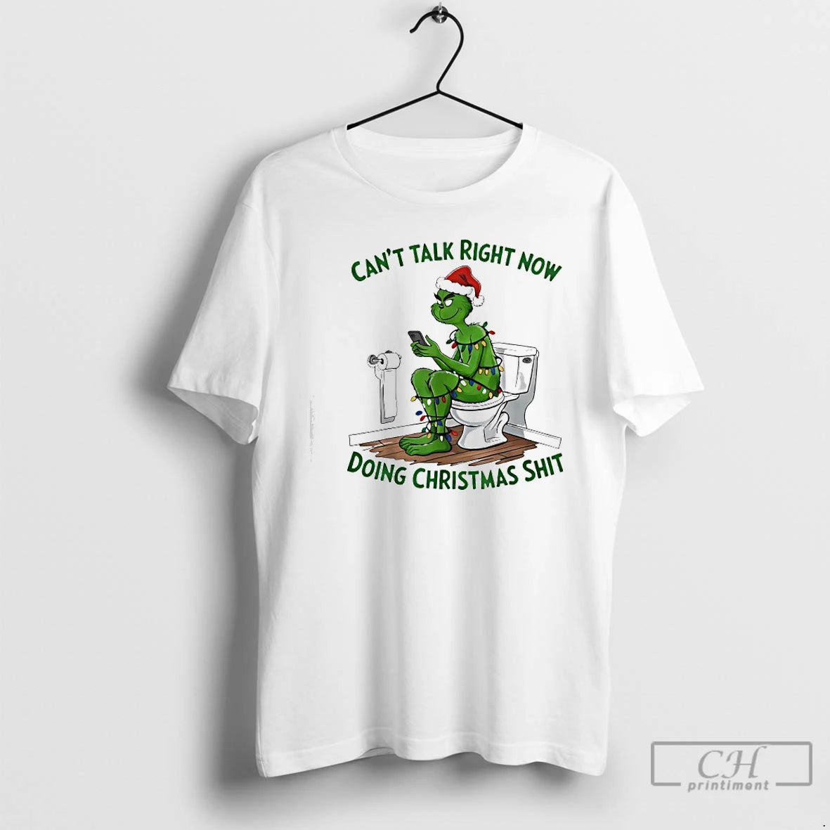 Classic Grinch Santa Hat Cant Talk Right Now Doing Christmas Shits T-Shirts, Hoodie, Sweatshirt | AU18TeeNovaLab.com