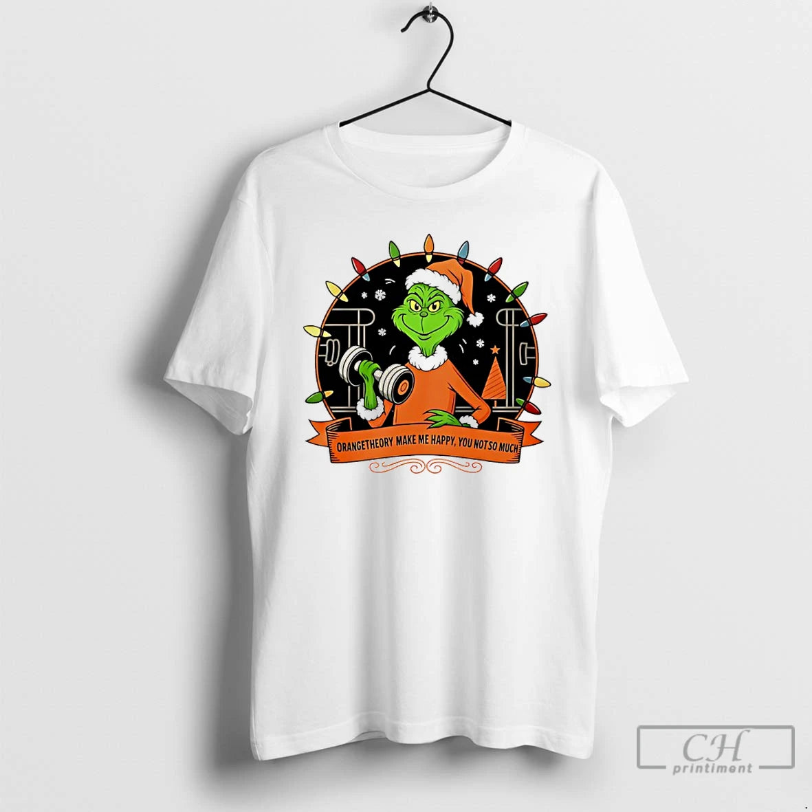 Classic Grinch Santa Orange Theory Make Me Happy You Not So Much Christmas Lights T-Shirts, Hoodie, Sweatshirt