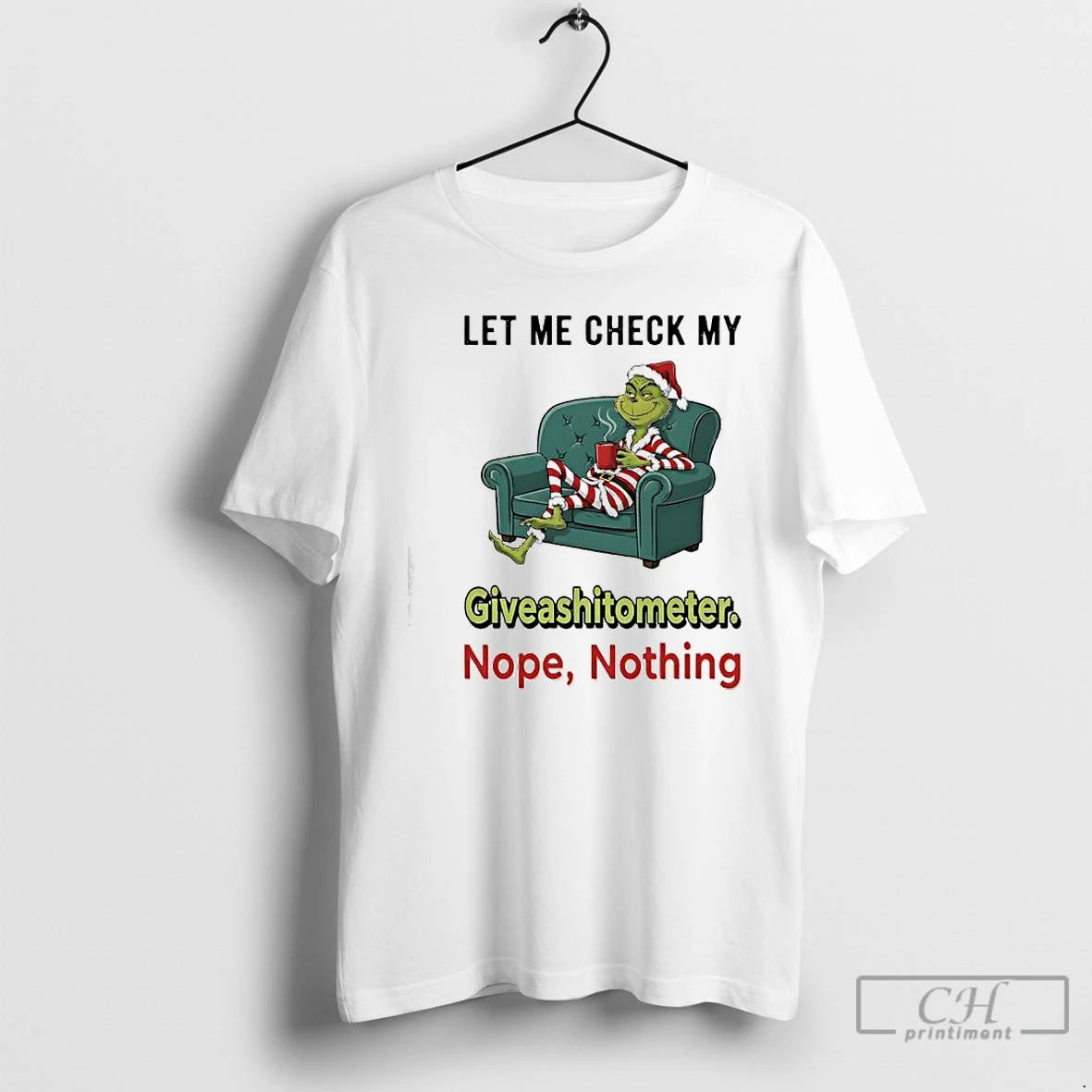 Classic Grinch Xmas Let Me Check My Giveashitometer Nope Nothing T-Shirts, Hoodie, Sweatshirt | AU18TeeNovaLab.com