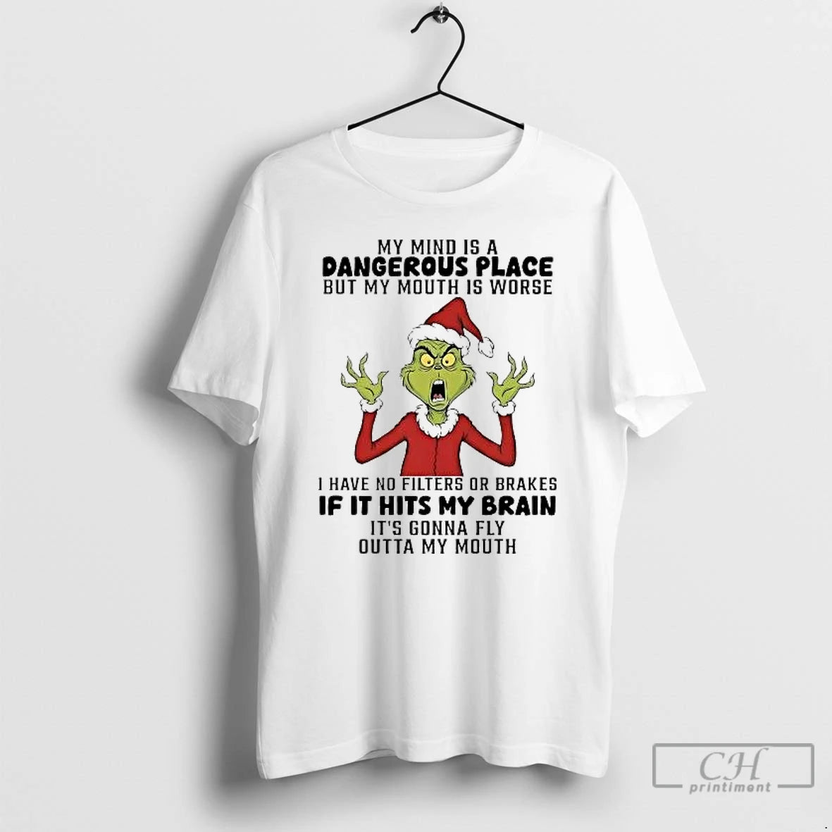 Classic Grinch My Mind Is A Dangerous Place But My Mouth Is Worse Christmas T-Shirts, Hoodie, Sweatshirt | AU18TeeNovaLab.com