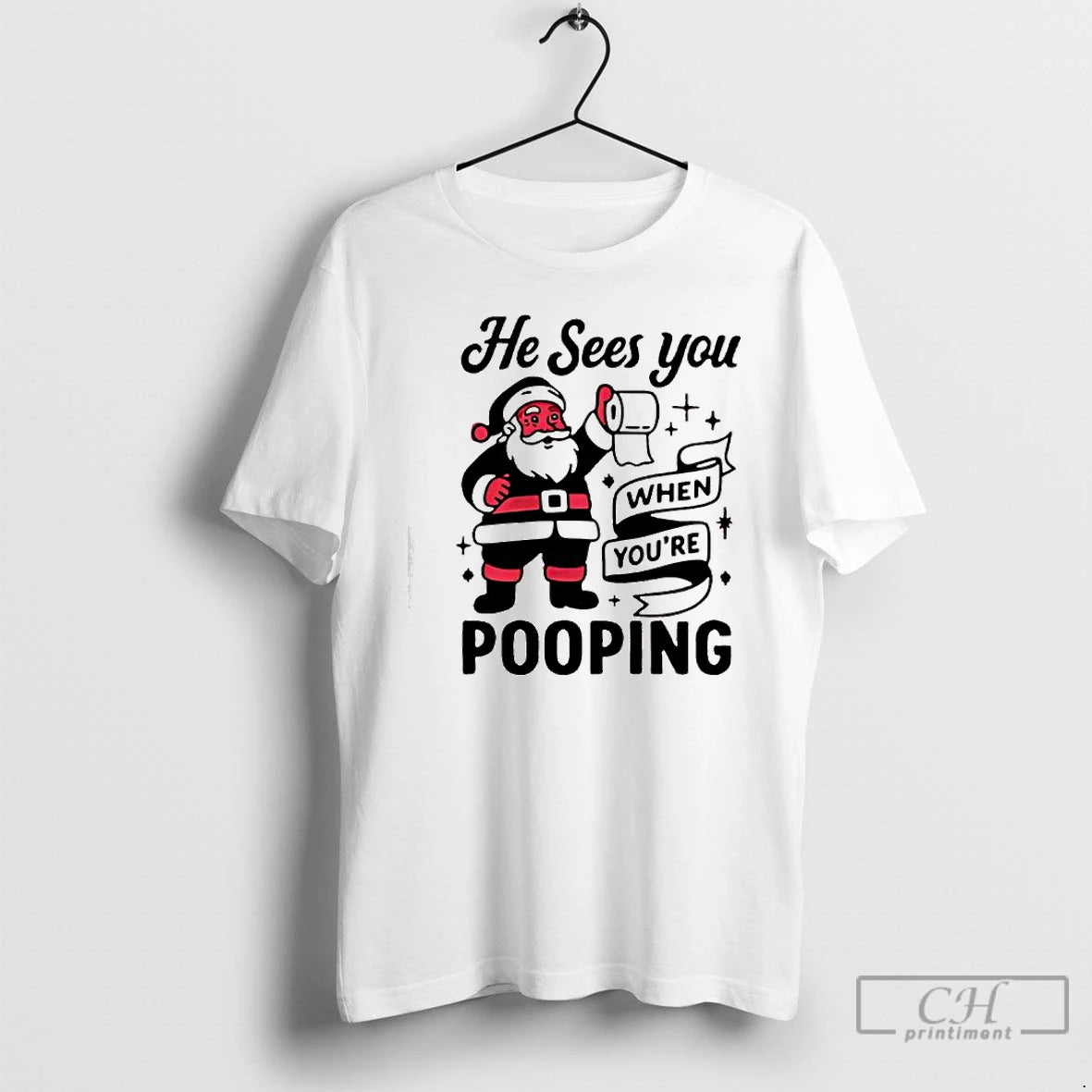 Classic He Sees You When Youre Pooping Christmas Santa Claus T-Shirts, Hoodie, Sweatshirt | AU18TeeNovaLab.com