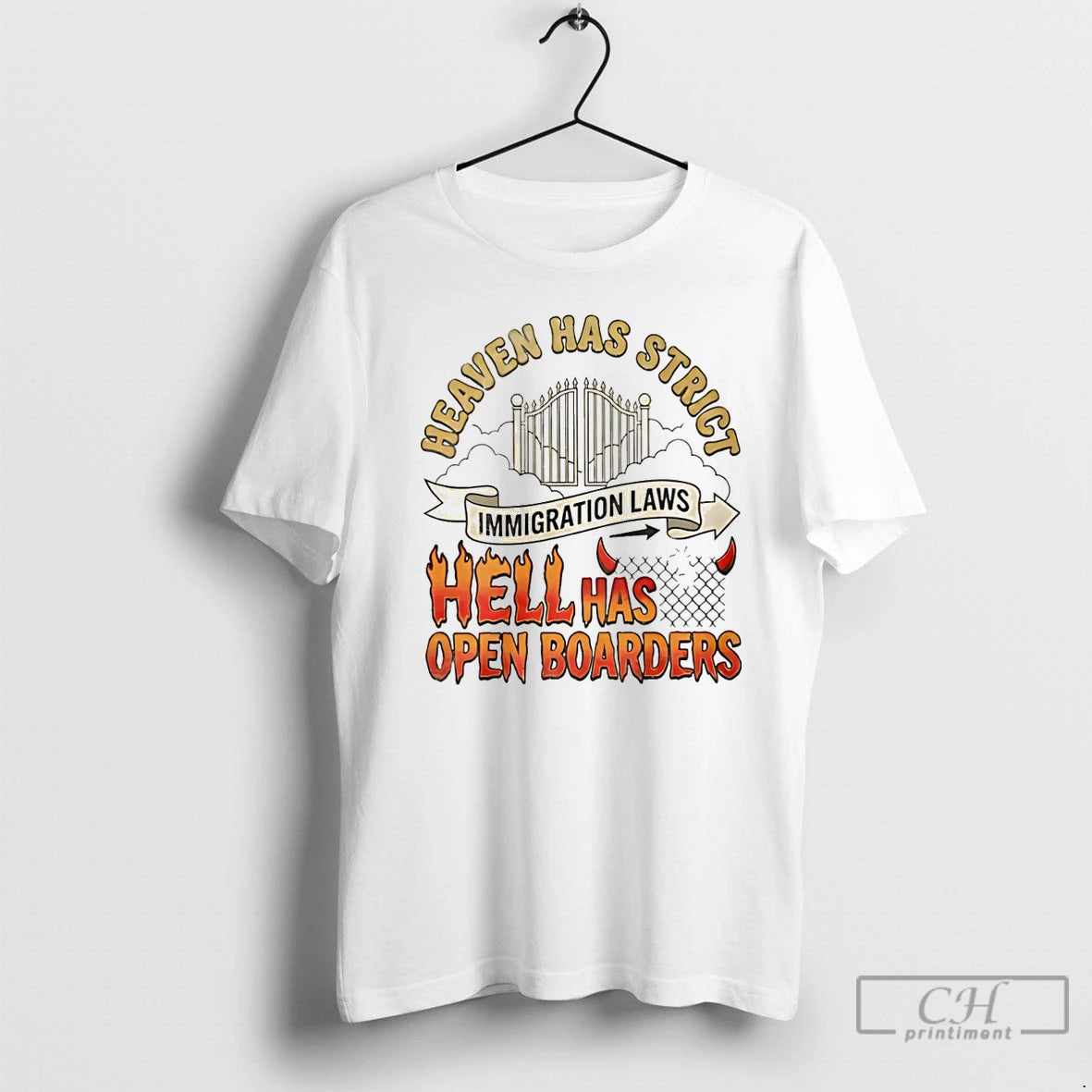Classic Heaven Has Strict Immigration Laws Hell Has Open Borders Christmas T-Shirts, Hoodie, Sweatshirt | AU18TeeNovaLab.com