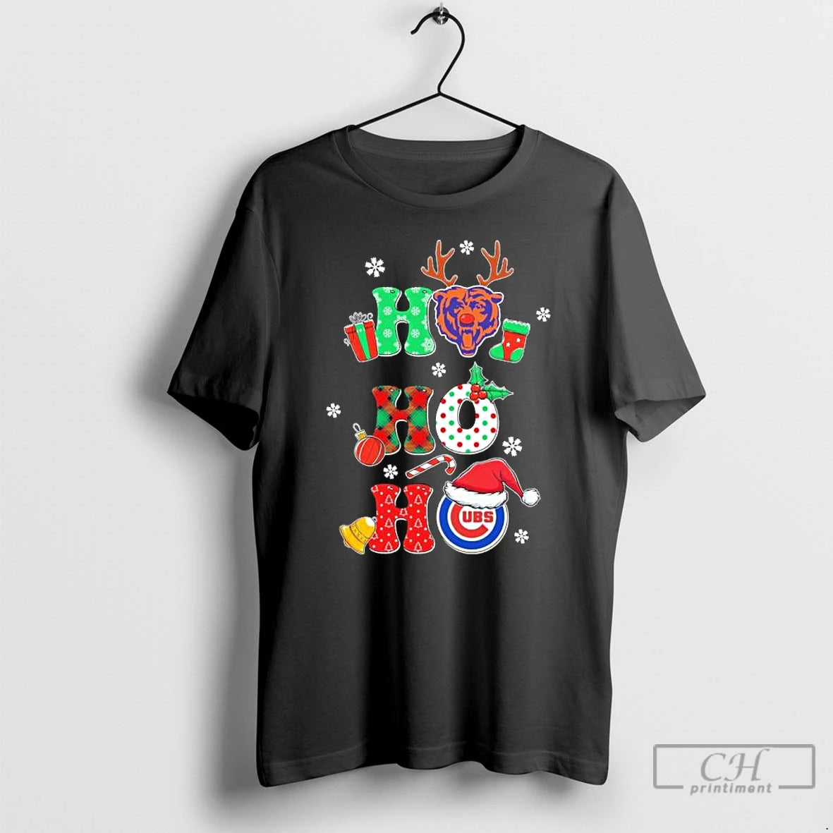 Classic Ho Ho Ho Christmas Chicago Sports Teams Logo T Shirts