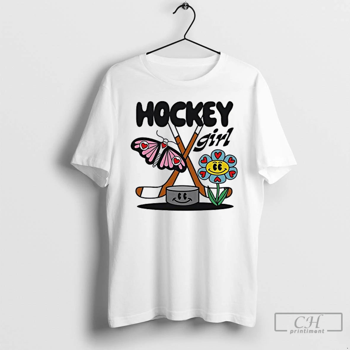 Classic Hockey Girl Toddler Butterfly And Flower T-Shirts, Hoodie, Sweatshirt | AU18TeeNovaLab.com