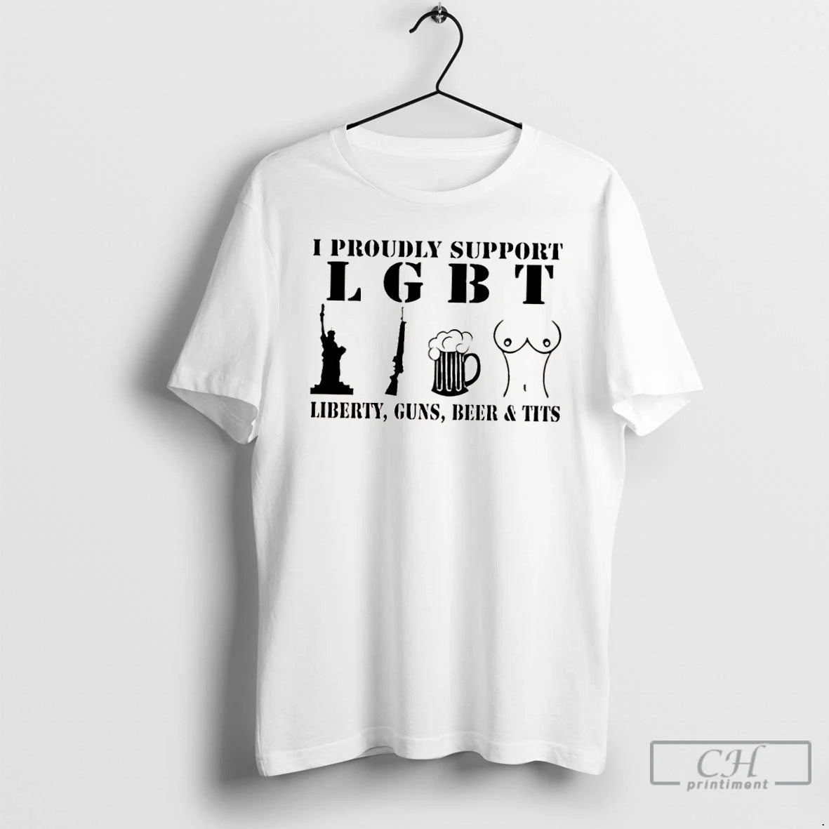 Classic I Proudly Support Lgbt Liberty Guns Beer Tits T Shirts