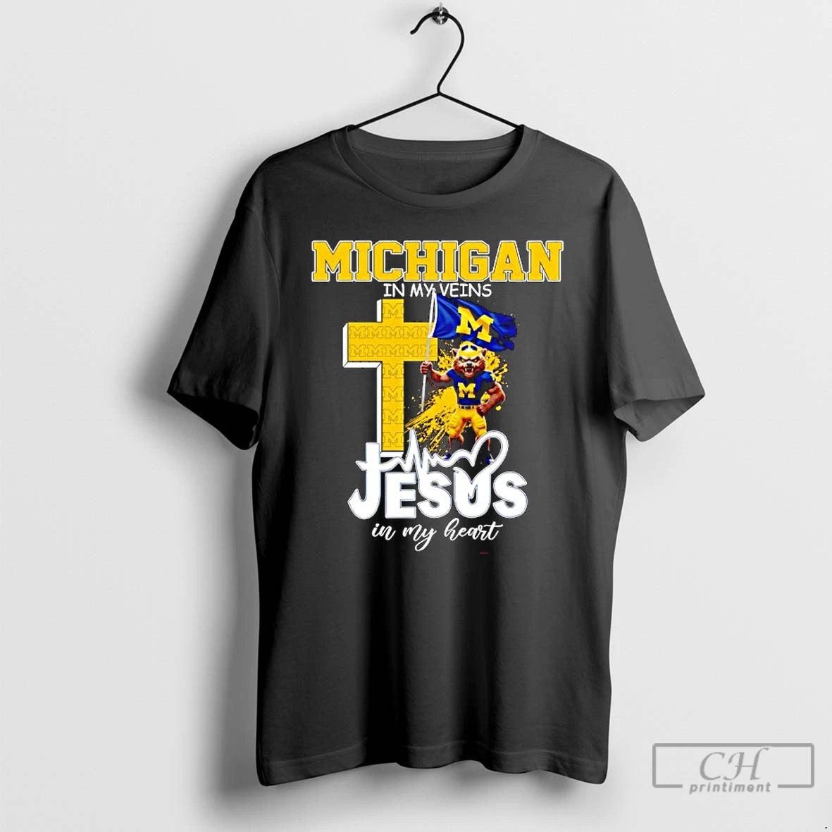 Classic Michigan Wolverines In My Veins Jesus In My Heart Flag T-Shirts, Hoodie, Sweatshirt | AU18TeeNovaLab.com