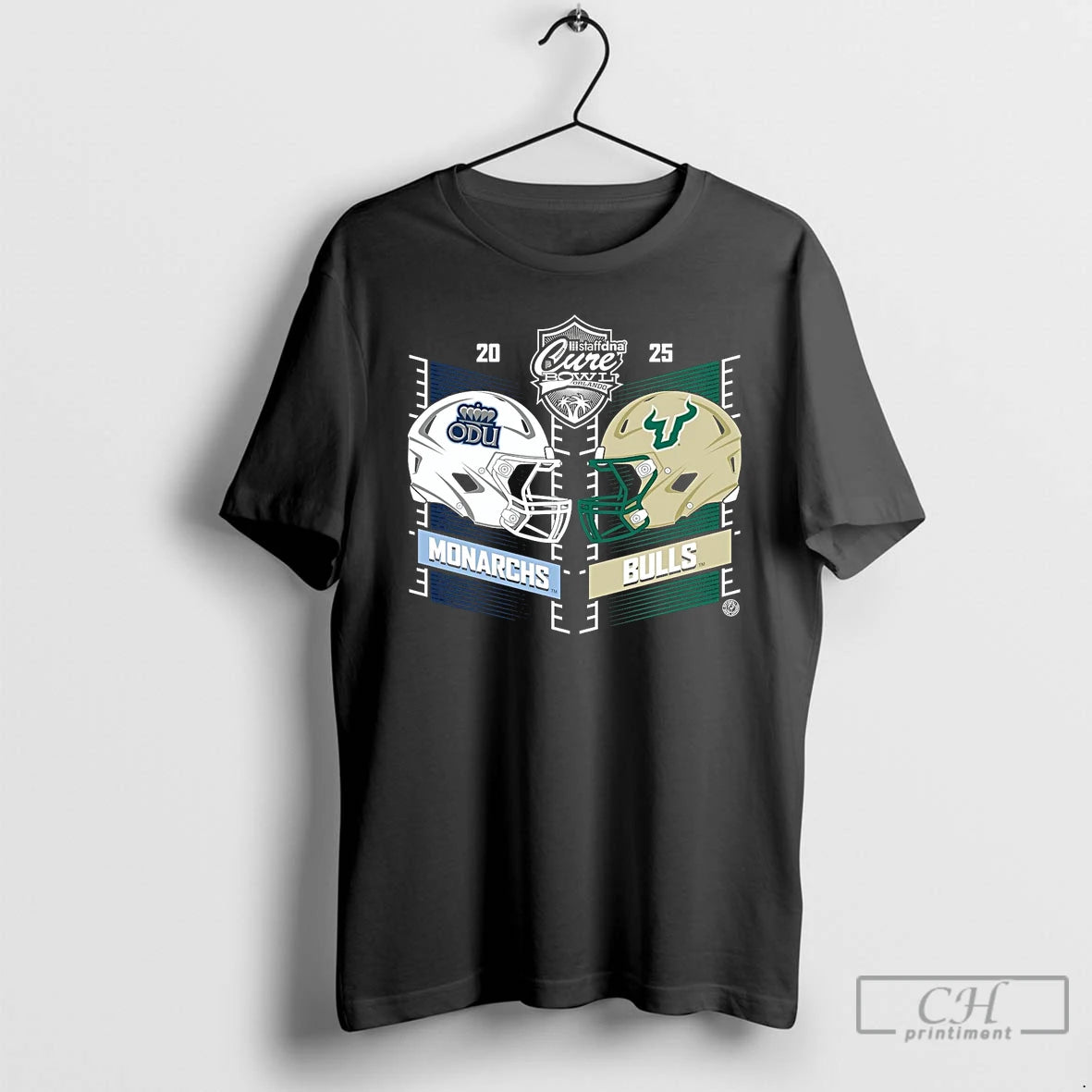 Classic Old Dominion Monarchs Vs South Florida Bulls 2025 Cure Bowl Head To Head T-Shirts, Hoodie, Sweatshirt