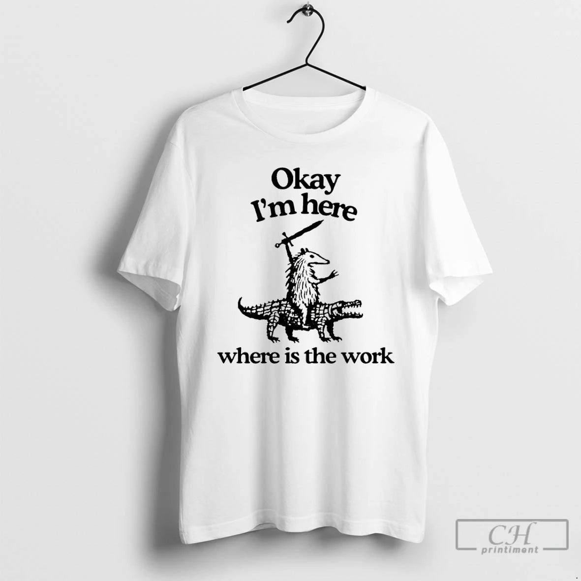 Classic Opossum Riding Crocodile Okay Im Here Where Is The Work T-Shirts, Hoodie, Sweatshirt | AU18TeeNovaLab.com