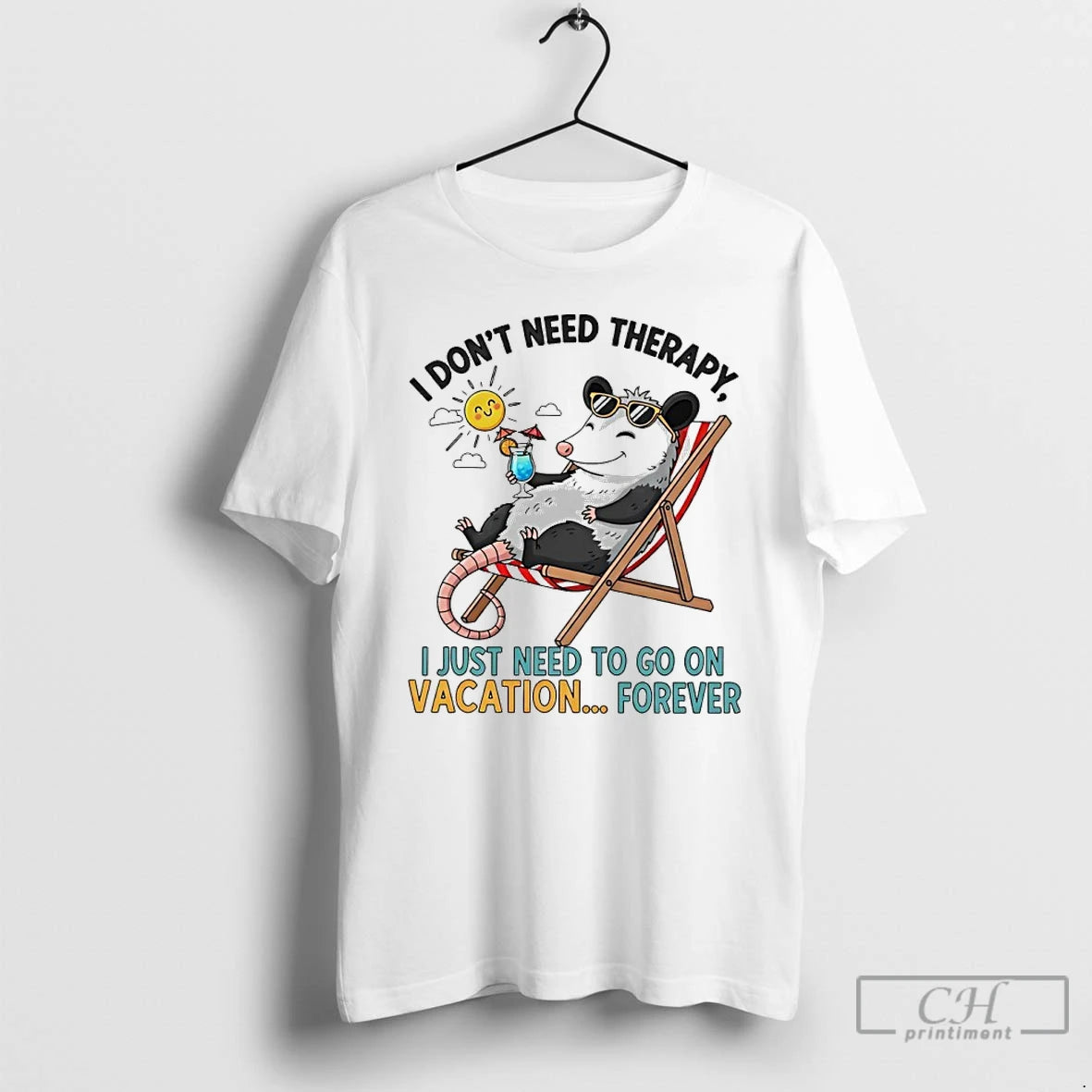 Classic Possum I Dont Need Therapy I Just Need To Go On Vacation Forever T-Shirts, Hoodie, Sweatshirt | AU18TeeNovaLab.com