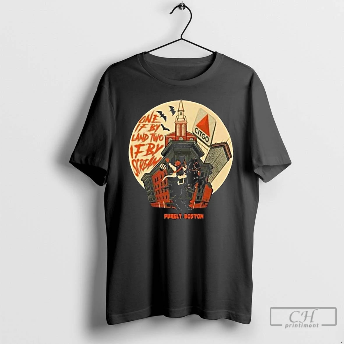 Classic Purely Boston Spooky Pumpkin Long Sleve T Shirts