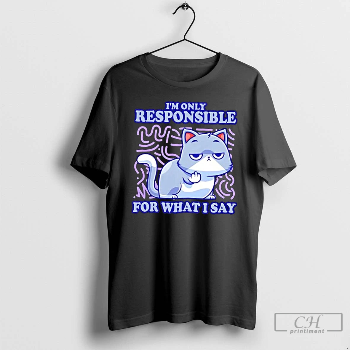 Classic Sassy Cat Waiting Gesture Im Only Responsible For What I Say T Shirts