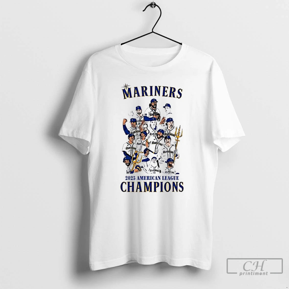 Classic Seattle Mariners 2025 American League Champions Caricature T Shirts