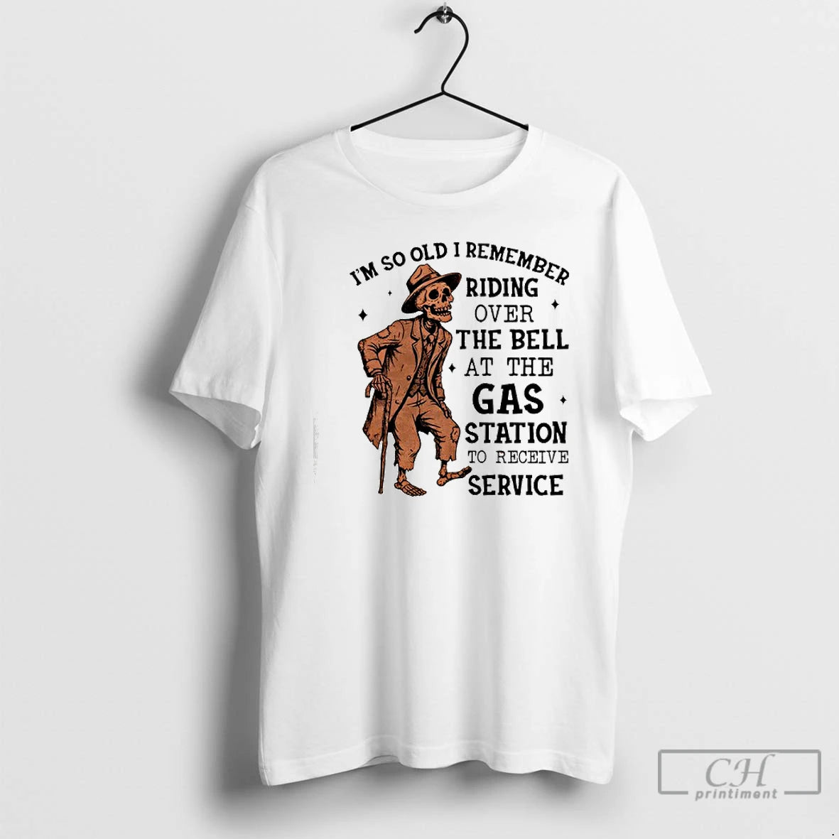 Classic Skeleton Im So Old I Remember Riding Over The Bell At The Gas Station T-Shirts, Hoodie, Sweatshirt