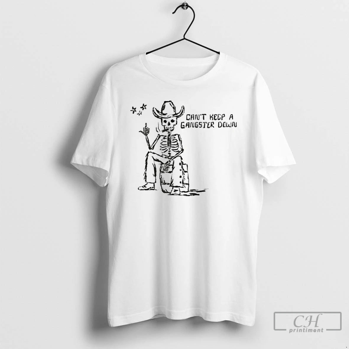 Classic Skeleton Cowboy Cigar Cant Keep A Gangster Down T-Shirts, Hoodie, Sweatshirt | AU18TeeNovaLab.com