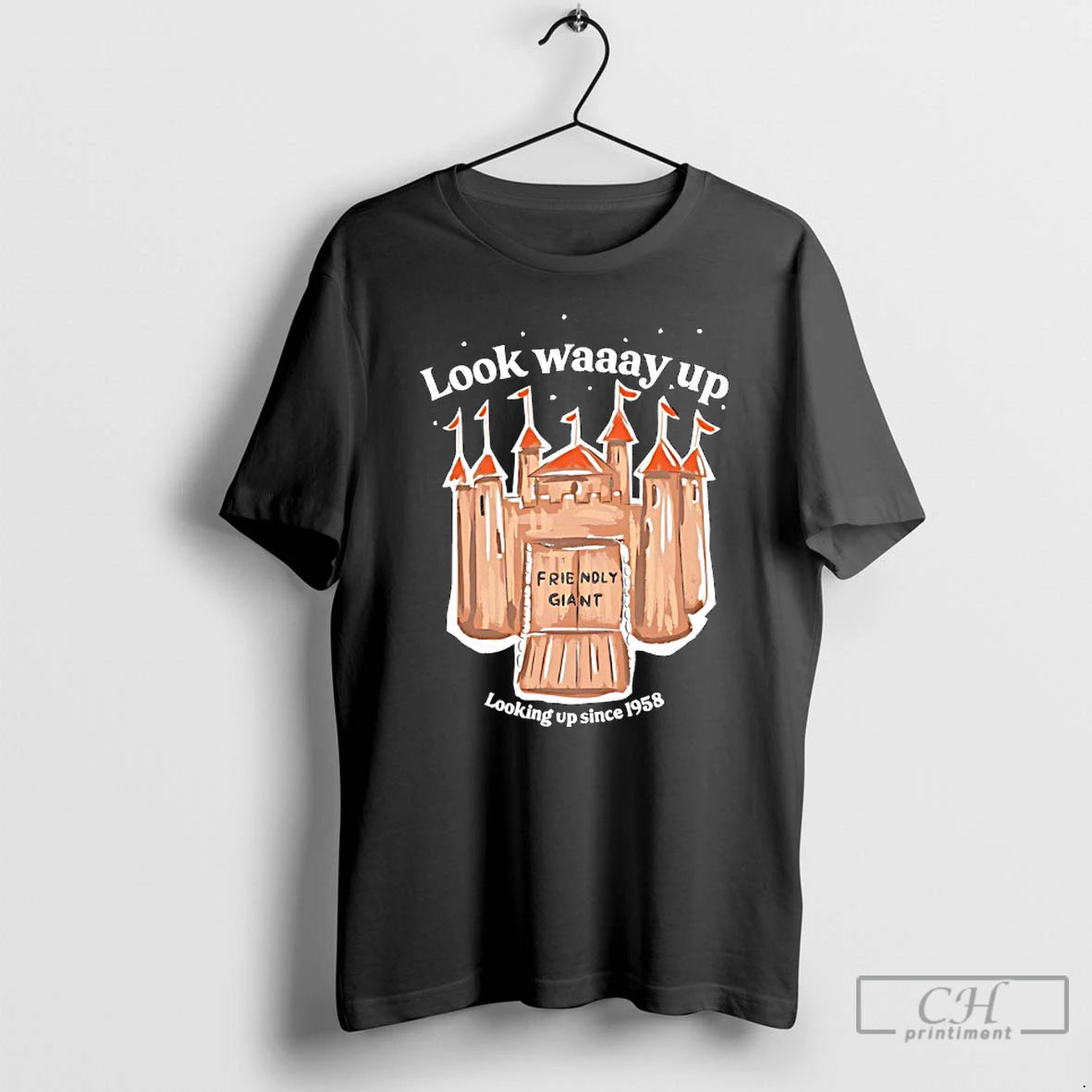 Classic The Friendly Giant Look Waaay Up Looking Up Since 1958 Graphic T Shirts Sweater Hoodie, Sweatshirt