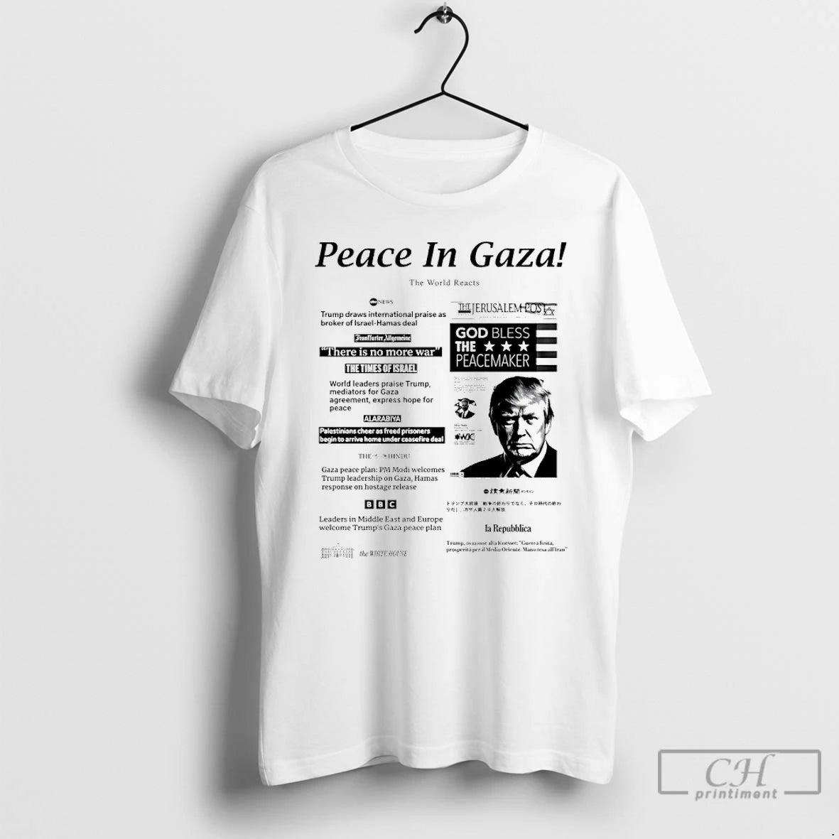 Classic Trump Peace In Gaza 2025 World Reacts To Historic Israel Hamas Deal T Shirts