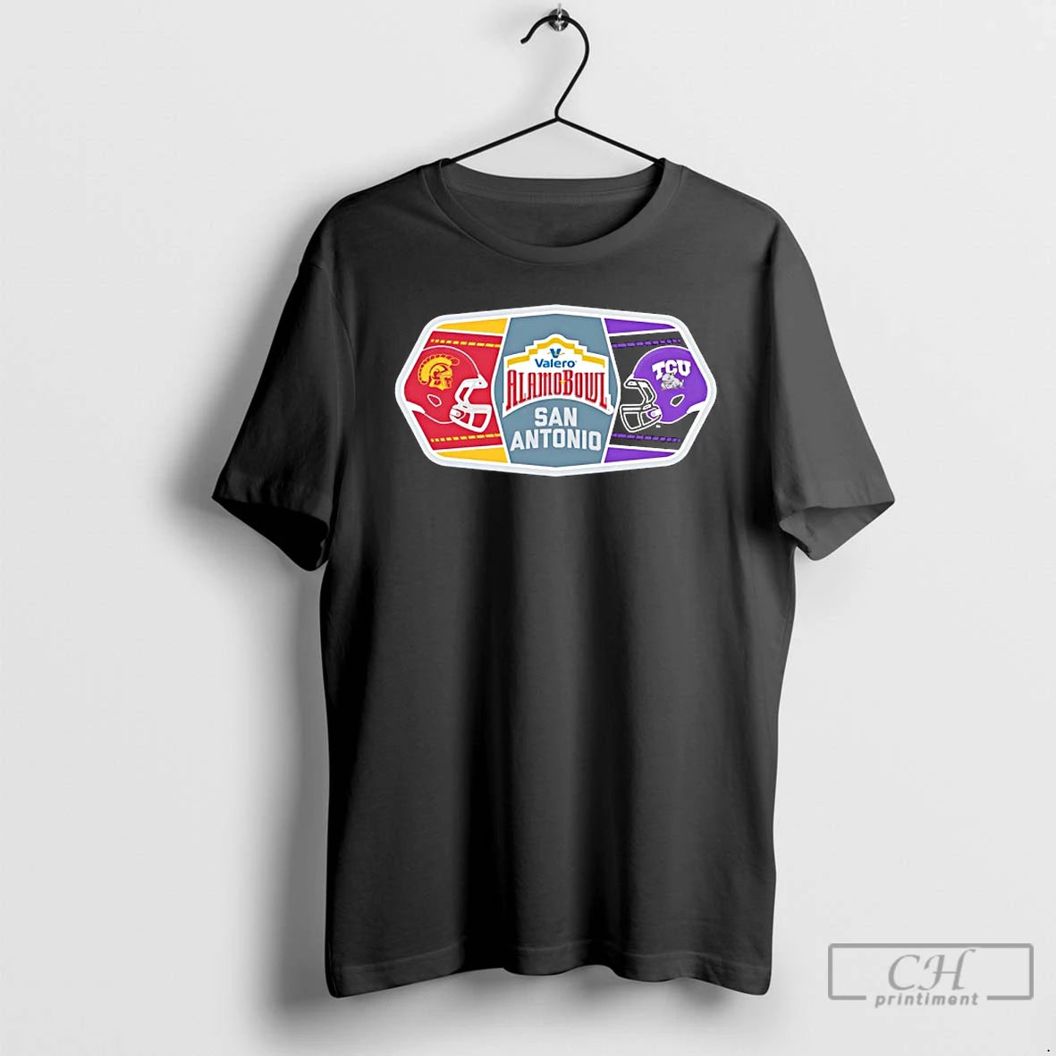 Classic Usc Trojans Vs Tcu Horned Frogs 2025 Valero Alamo Bowl 2 Team Helmets T-Shirts, Hoodie, Sweatshirt