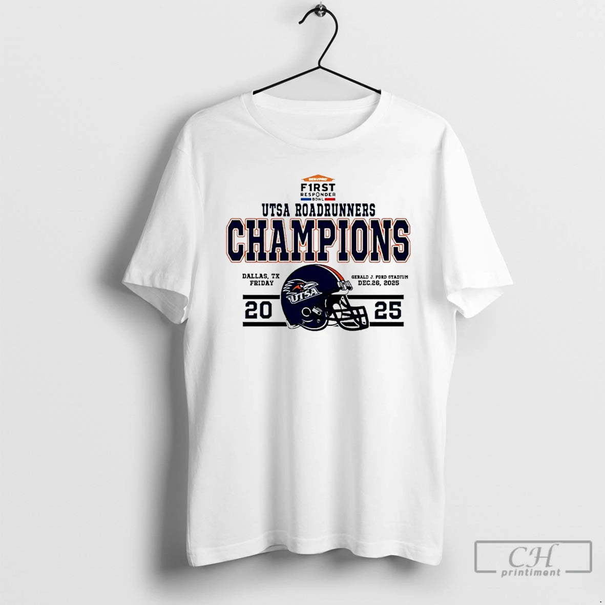 Classic Utsa Roadrunners Football 2025 First Responder Bowl Champions Helmet T-Shirts, Hoodie, Sweatshirt