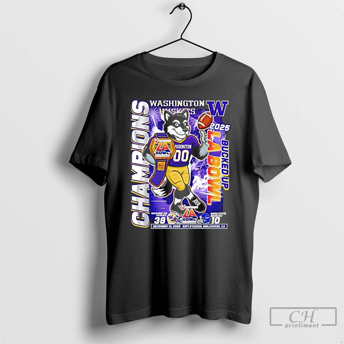 Classic Washington Huskies Bucked Up La Bowl Champions Mascot 2025 T-Shirts, Hoodie, Sweatshirt | AU18TeeNovaLab.com