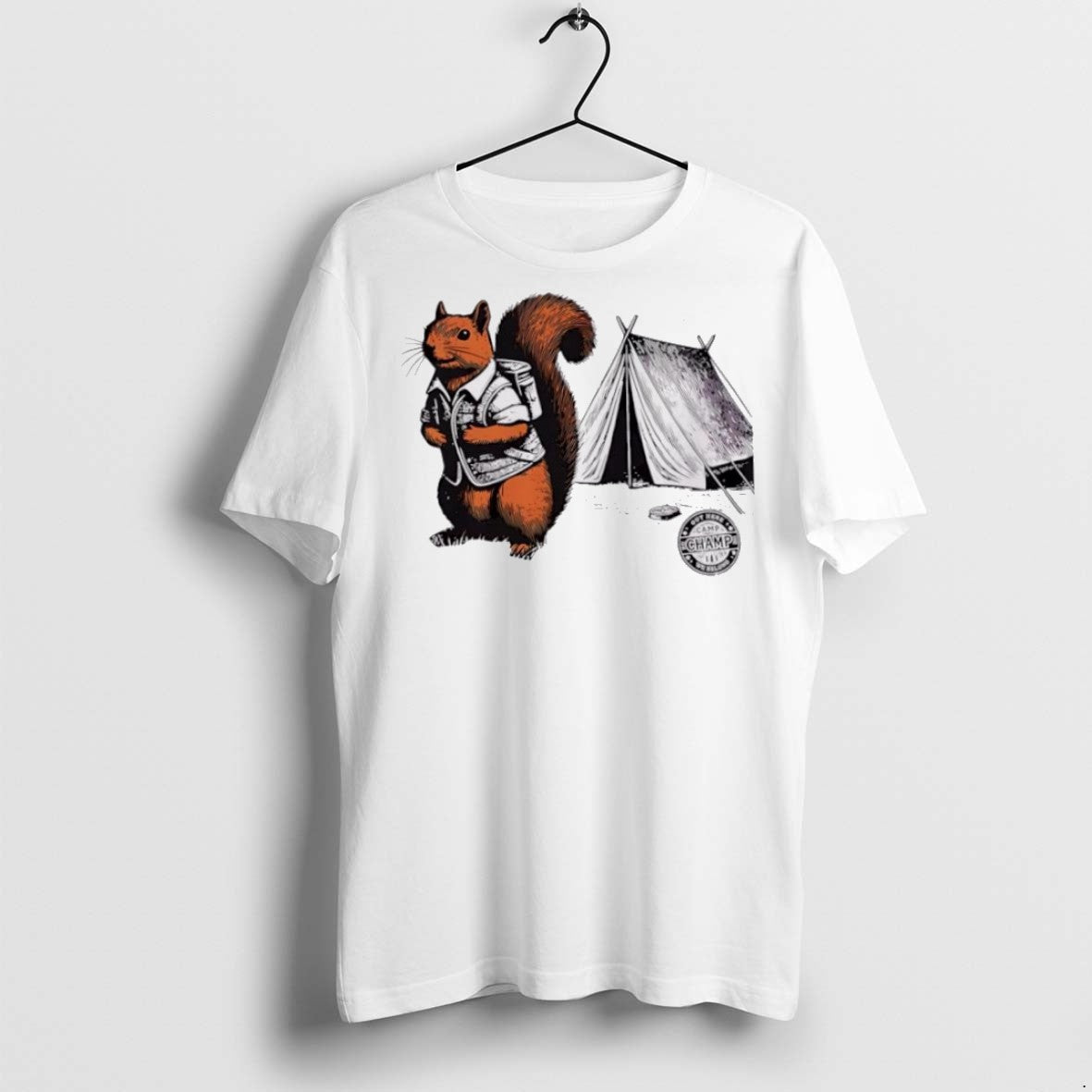 Classic Whimsical Camping Squirrel Color Pop Adventure T Shirts