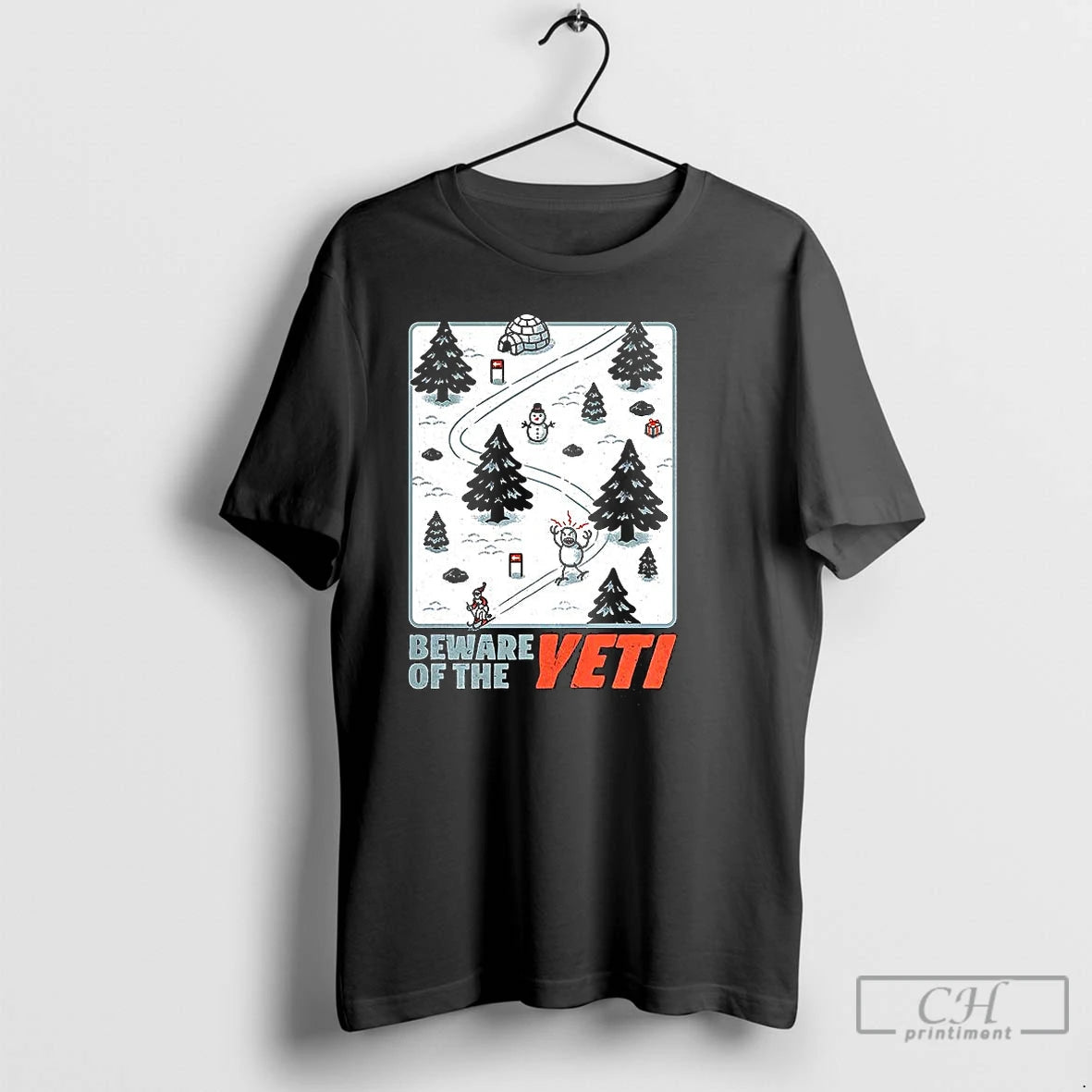 Classic Winter Skiing Game Beware Of The Yeti T-Shirts, Hoodie, Sweatshirt | AU18TeeNovaLab.com