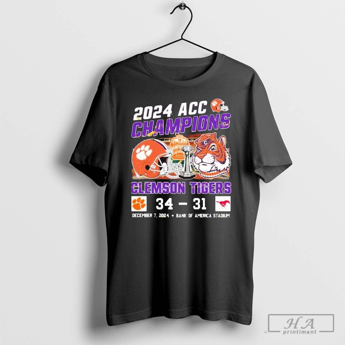 Clemson Tigers 2024 Acc Champions Bank Of America Stadium T Shirts