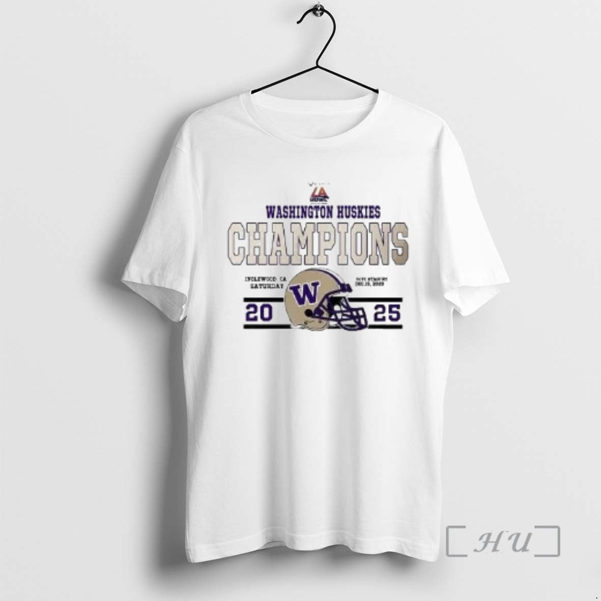 New Washington Huskies Football Champions 2025 Bucked Up La Bowl Hosted Helmet Circle White Premium T-Shirts, Hoodie,...