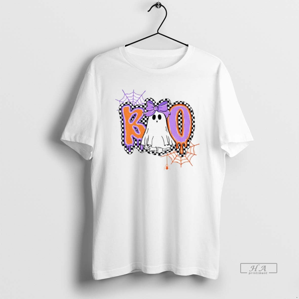 Official Cute Ghost Boo Checkered Halloween