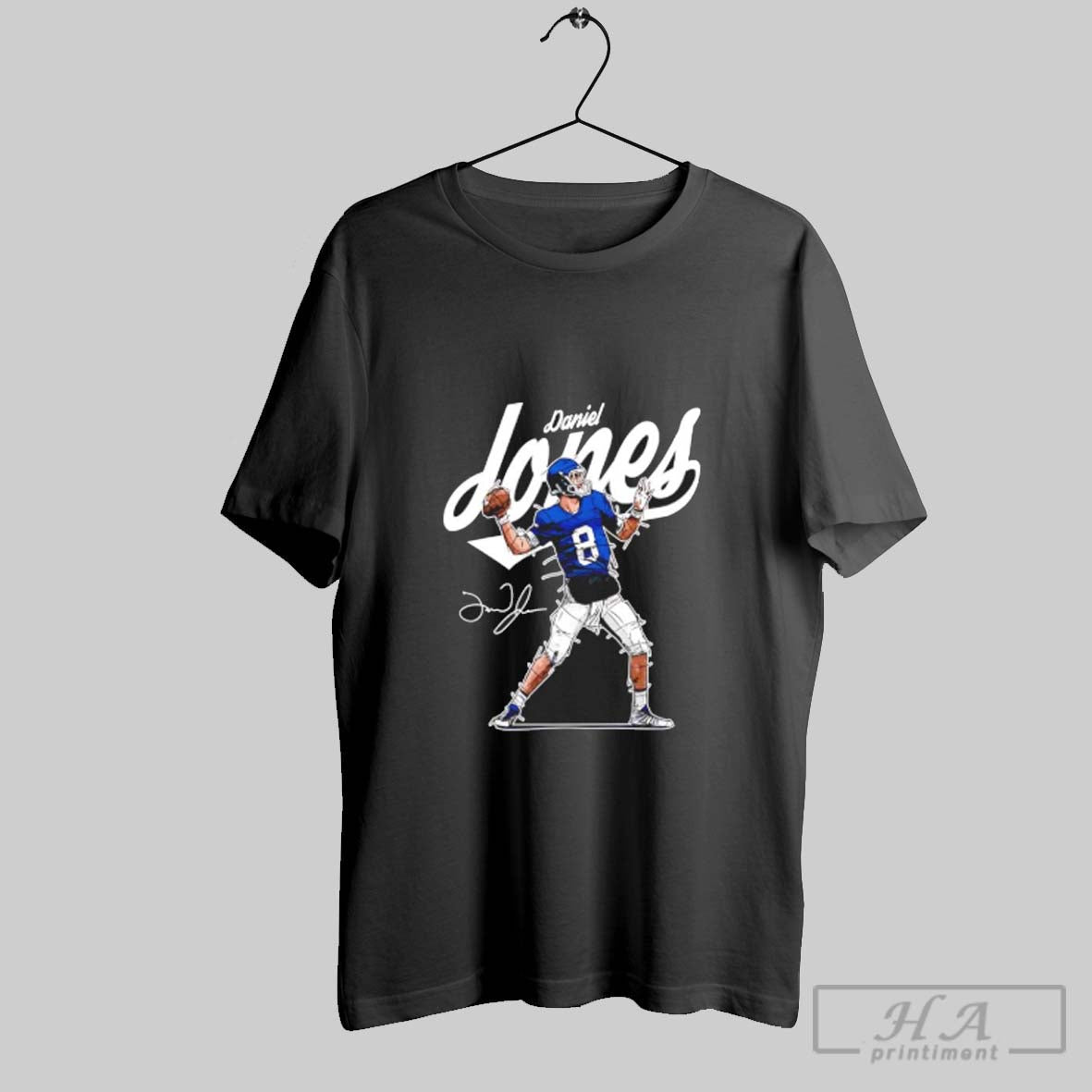 Official Daniel Jones Football Player Throwing Position Signature Graphic