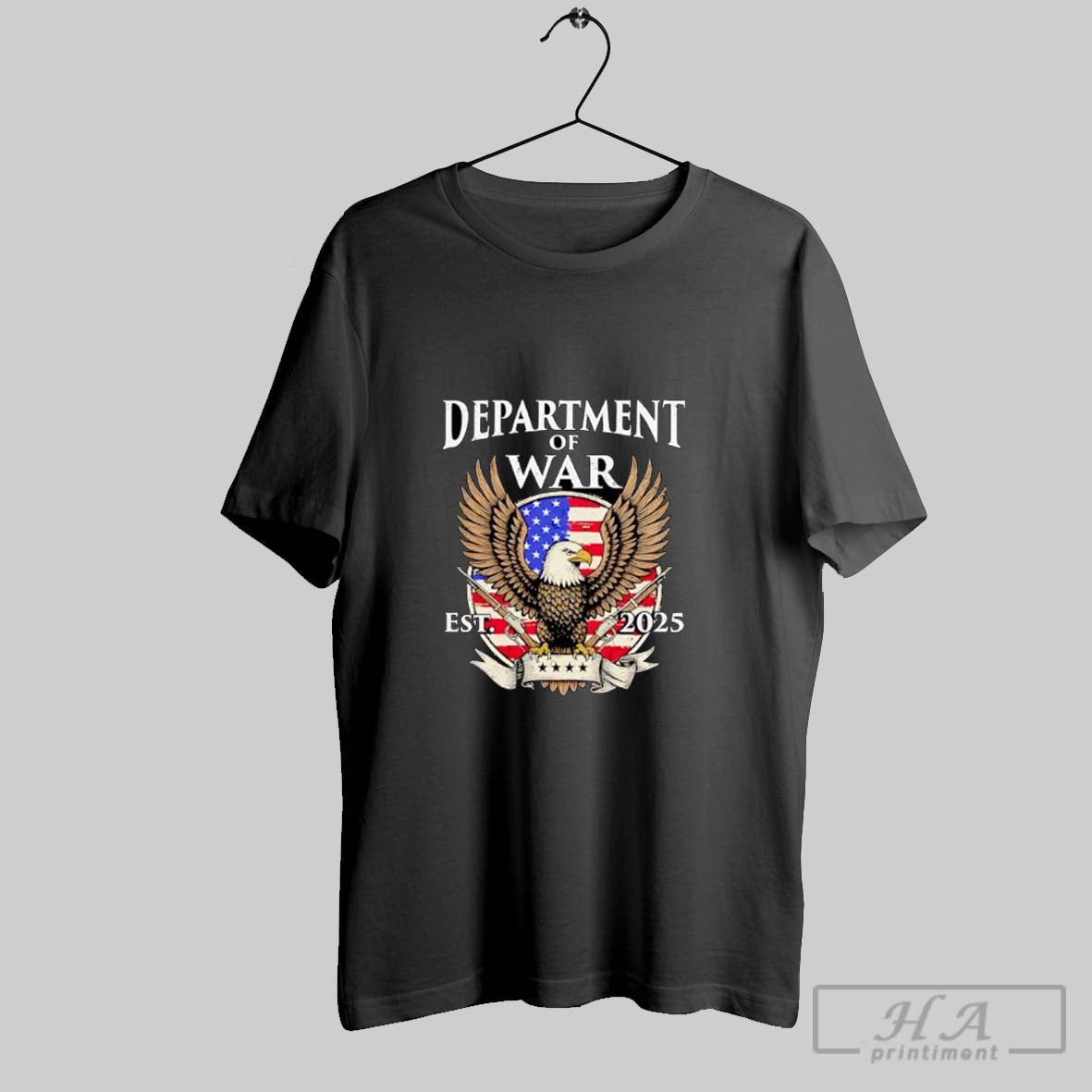 Official Department Of War Eagle With American Flag And Guns Posters Black