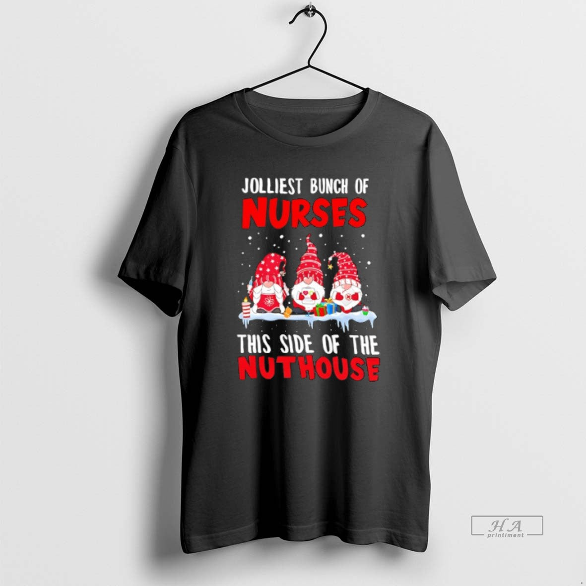Official Gnomes Jolliest Bunch Of Nurses This Side Of The Nuthouse T-Shirts, Hoodie, Sweatshirt | AU18TeeNovaLab.com