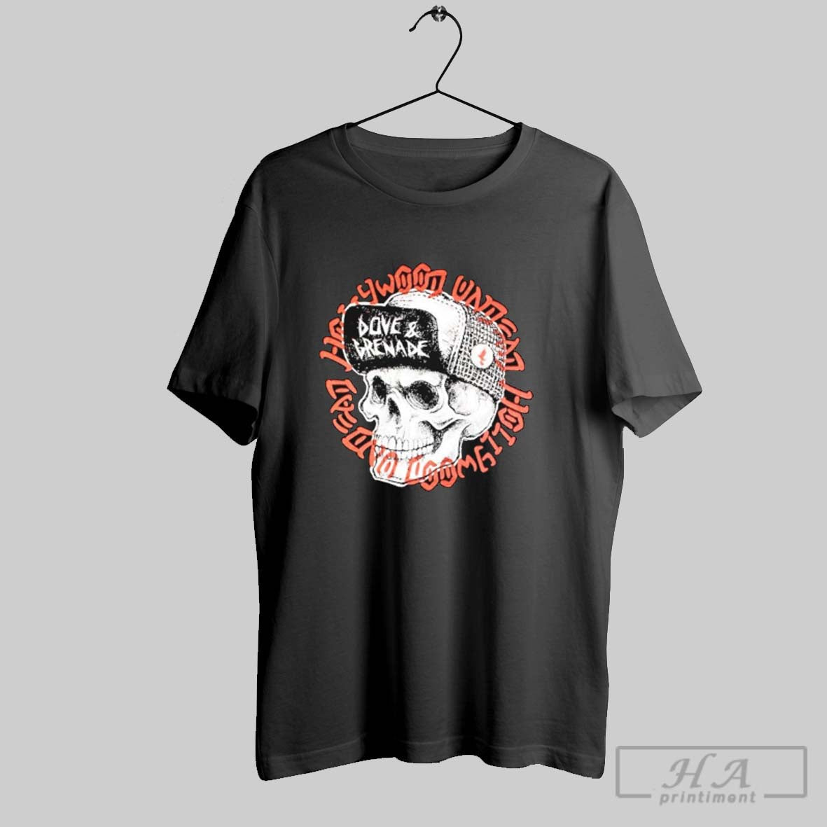 Official Hollywood Undead Dove And Grenade Laying Low Skull T Shirts