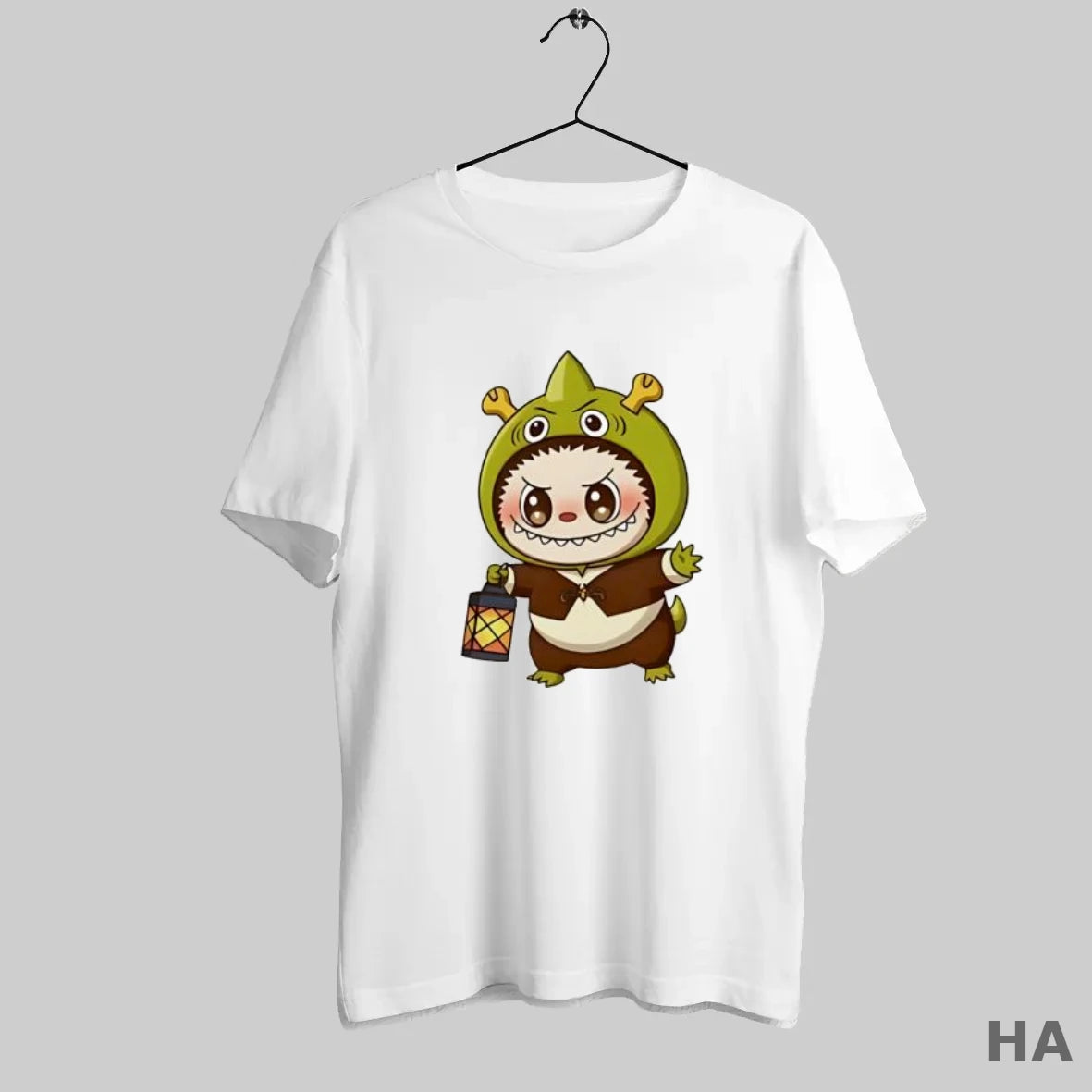 Official Labubu Wearing Shrek Ogre Costume Holding Lantern
