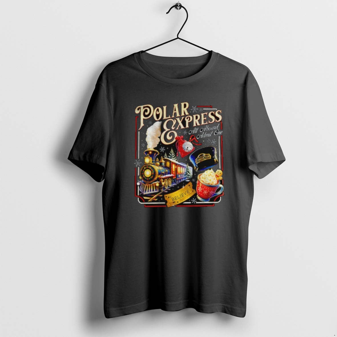 Official Polar Express All Aboard Admit One Christmas Believe Gold Stick T-Shirts, Hoodie, Sweatshirt | AU18TeeNovaLab.com