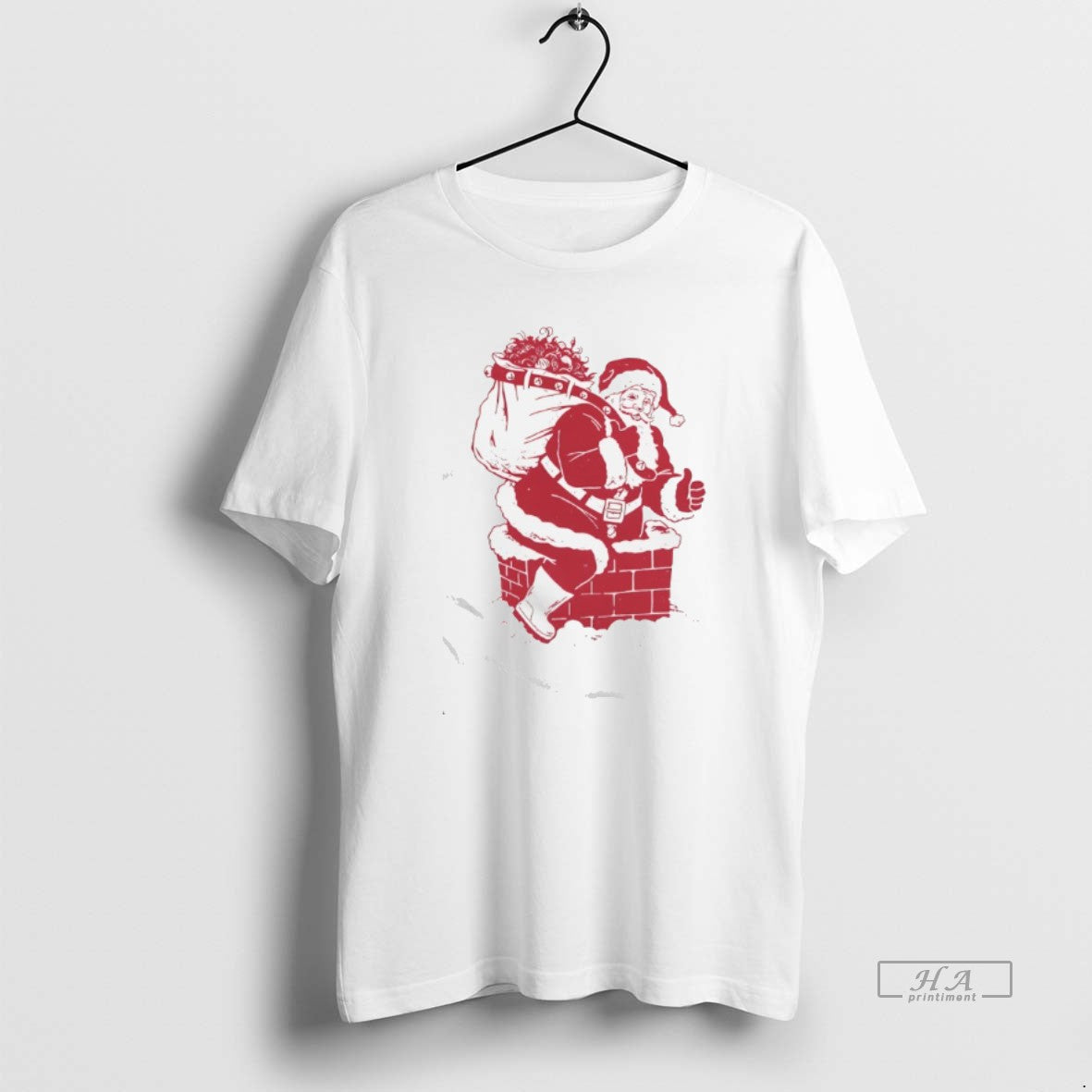 Official Santa Claus Climbs Into The House Through The Chimney Merry Christmas T-Shirts, Hoodie, Sweatshirt