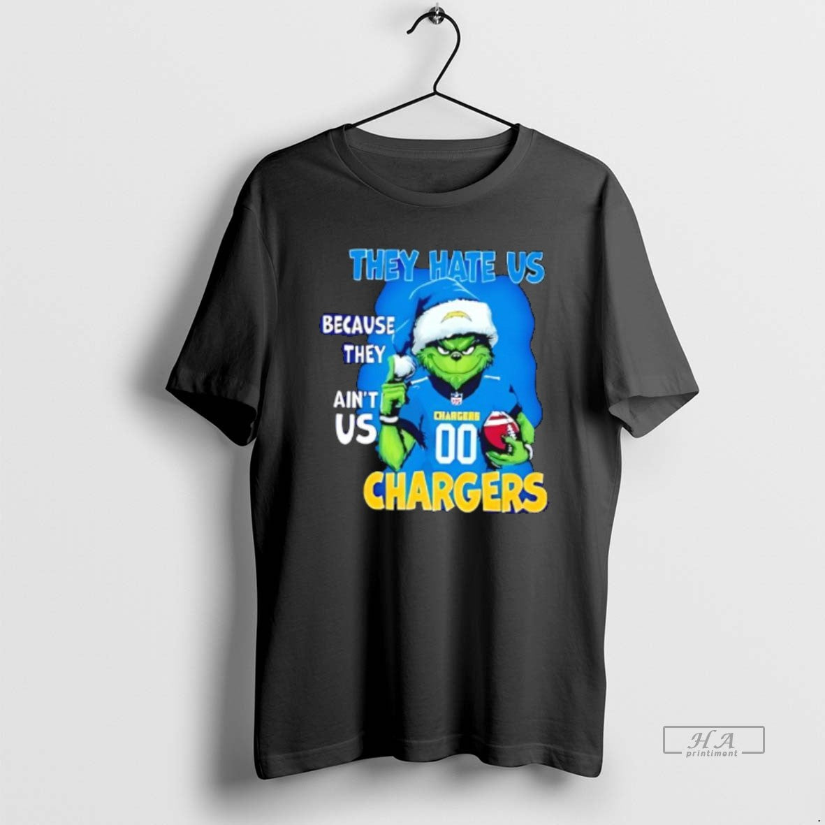 Official They Hate Us Because They Aint Us Los Angeles Chargers Grinch Santa T-Shirts, Hoodie, Sweatshirt