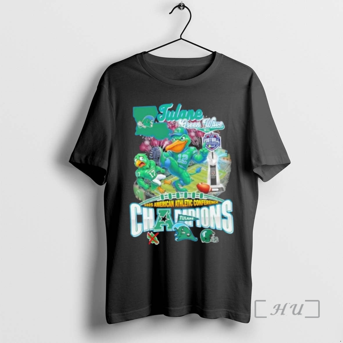 Officials 2025 American Athletic Conference Champions Tulane Green Wave Mascot T-Shirts, Hoodie, Sweatshirt