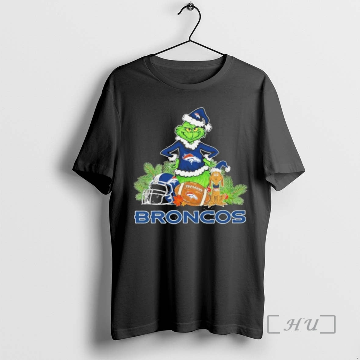 Officials 2025 Santa Grinch X Dog Ball Merry Christmas Broncos Logo Premium T Shirts Sweater Hoodie, Sweatshirt